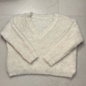 Cozy White V-Neck Sweater